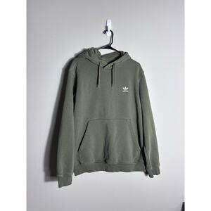 Adidas Men Green Trefoil Hoodie Pullover Sweatshirt Says Large Forest Green